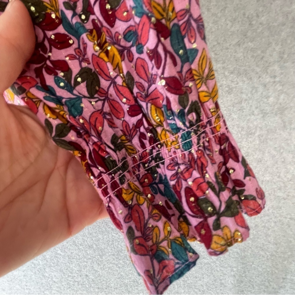 Floral Print Top Metallic Women's Cottagecore - Picture 8 of 13